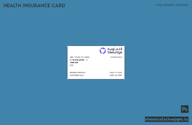 Beispiel einer Krankenversicherungskarte für Saudi-Arabien (Vorschau)